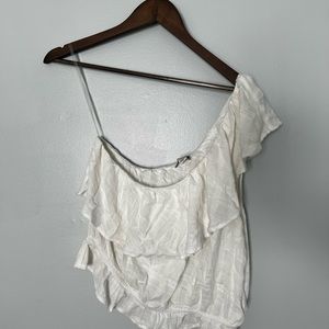 White one shoulder crop top